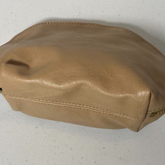 Amore Pacific Leather Cosmetic Bag, Light Brown, 8" x 5", New - Picture 8 of 11